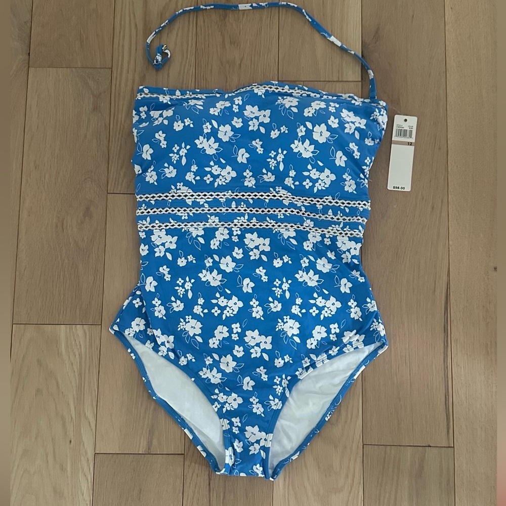 Anne Cole Blue Floral One Piece Swimsuit